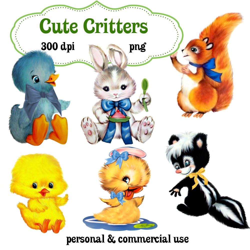 1000x1000 Clip Art Cute Critters Animals Png Digital Images No 123