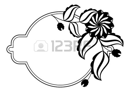 450x319 Silhouette Round Frame. Abstract Black And White Ornament