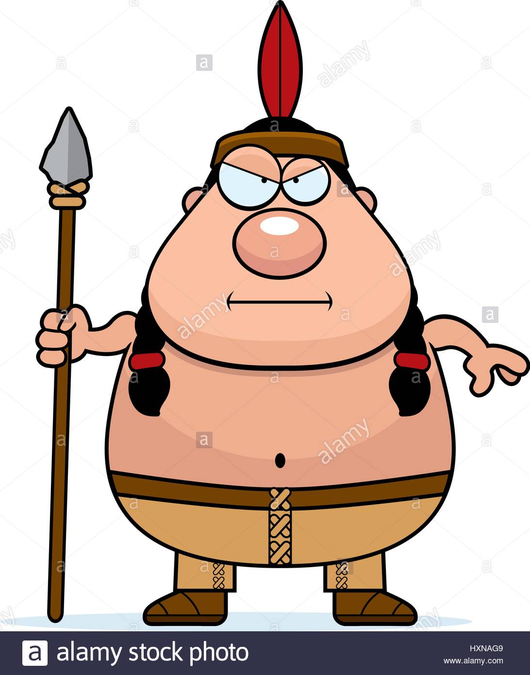 1092x1390 A Cartoon Illustration Of A Native American Man With A Spear Stock