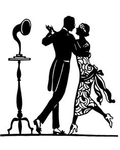 236x295 Black Vector Silhouette Of A Couple Dressed In 1920s Fashion