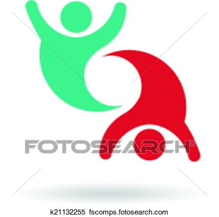 450x445 Clipart Of Happy Team 2 People Group Logo K21132255