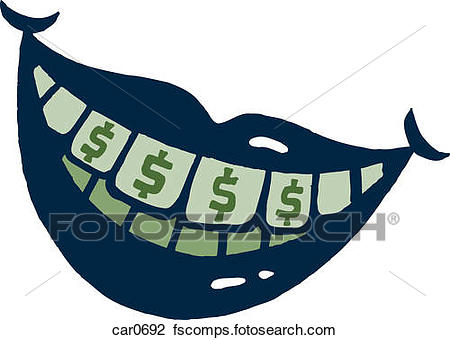 450x340 Clip Art Of Illustration Of Toothy Smile With Dollar Signs On