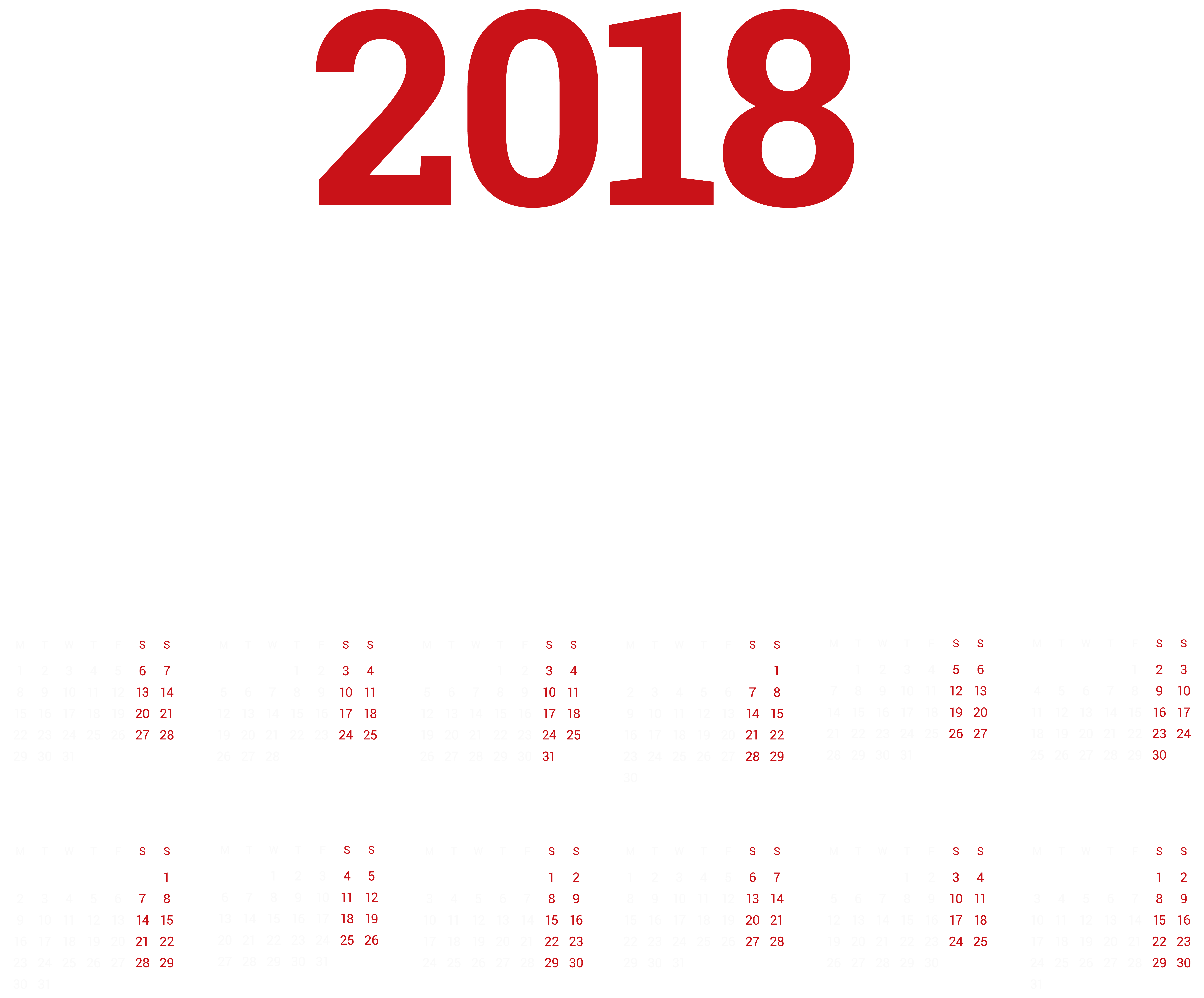 8000x6632 2018 Calendar Transparent Clip Art Png Imageu200b Gallery