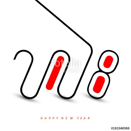 500x500 Happy New Year 2018 Calendar Cover, Typographic Vector