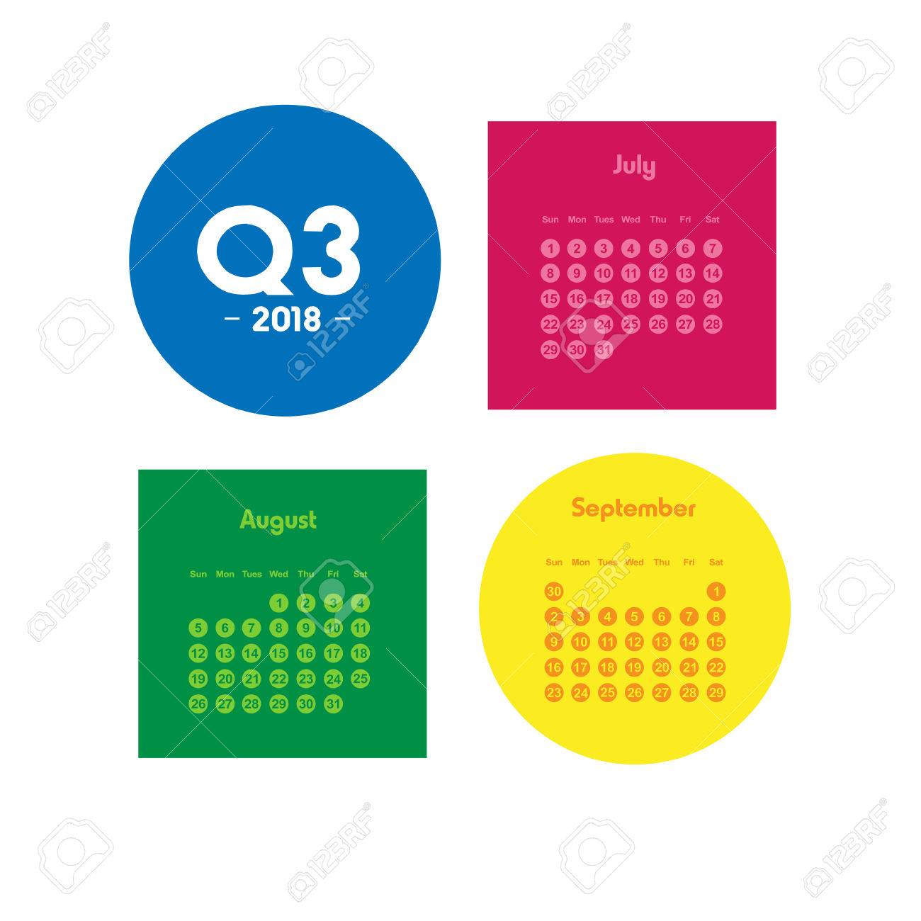 1300x1300 Third Quarter Of Calendar 2018 Royalty Free Cliparts, Vectors,