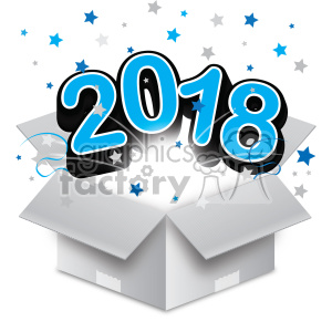 300x300 Royalty Free Blue 2018 New Year Exploding From A Box Vector Art