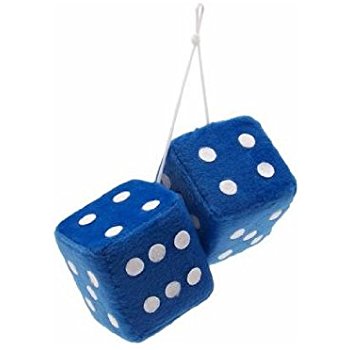 350x350 Vintage Parts 14556 3 Blue Fuzzy Dice With White Dots