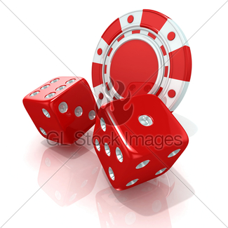 325x325 Black Gambling Chips And Dices. 3 D Gl Stock Images