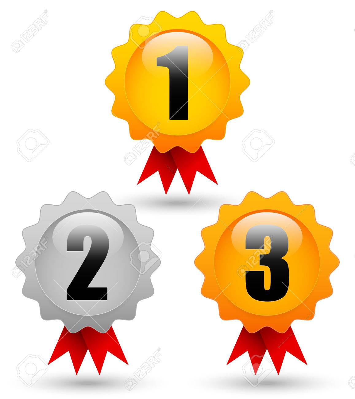 1157x1300 Gold, Silver, Bronze Medals With 1st, 2nd, 3rd Labels, Red Ribbons