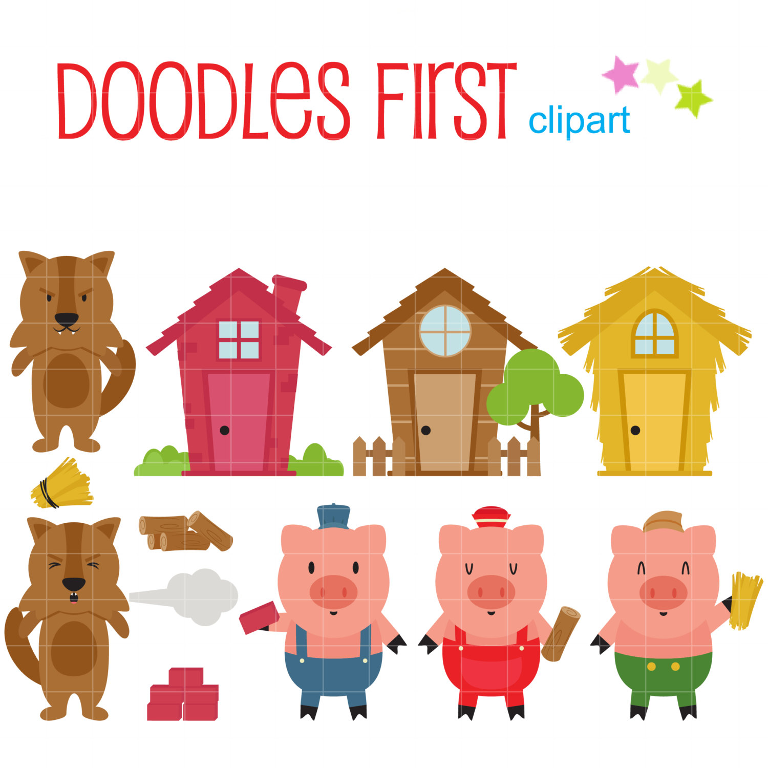 1500x1500 3 Little Pig Clipart
