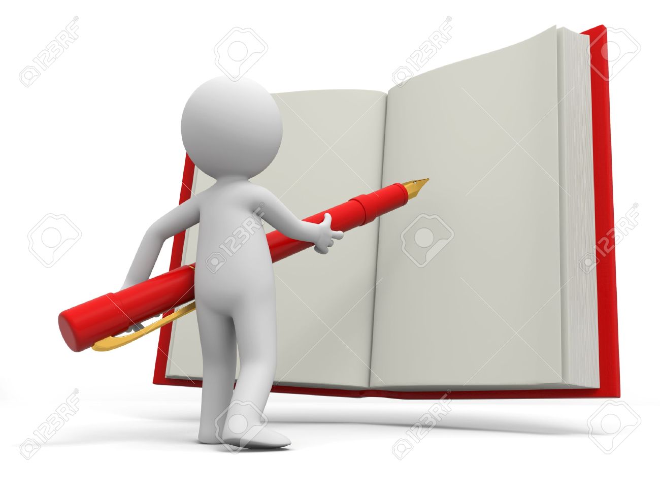 1300x975 A 3d Person Writing With A Pen On A Book Stock Photo, Picture