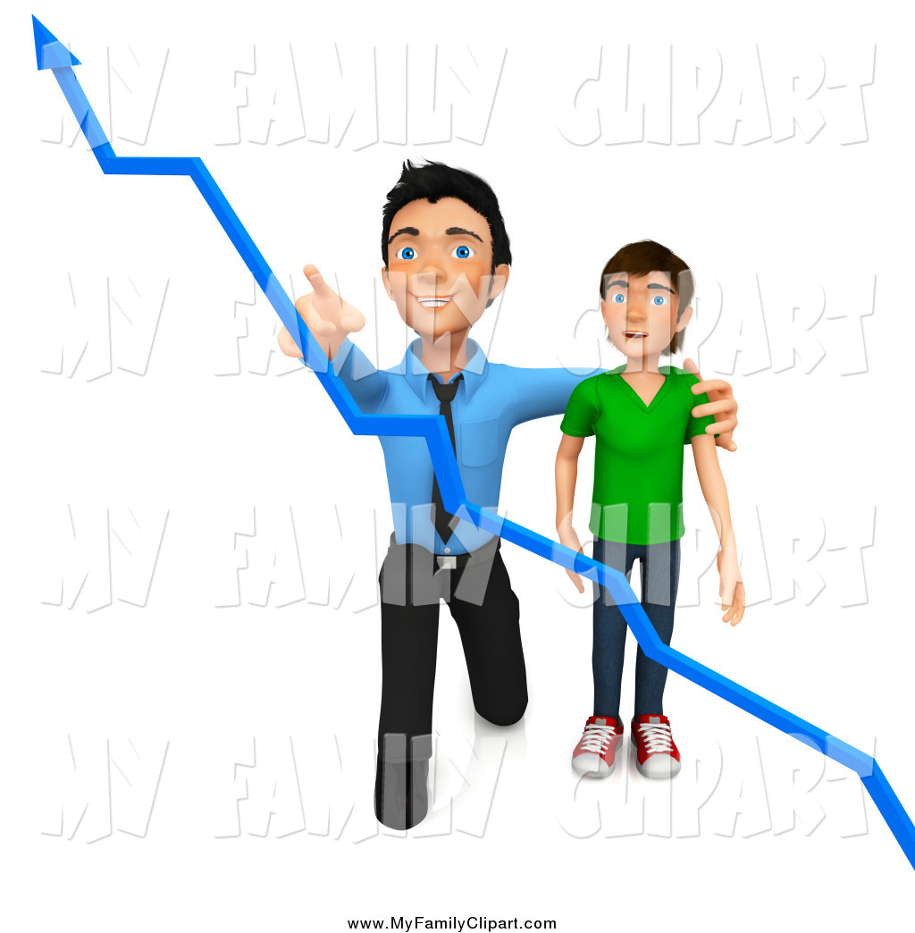 1024x1044 Clip Art Of A 3d Business Man Showing A Boy A Blue Increase Arrow