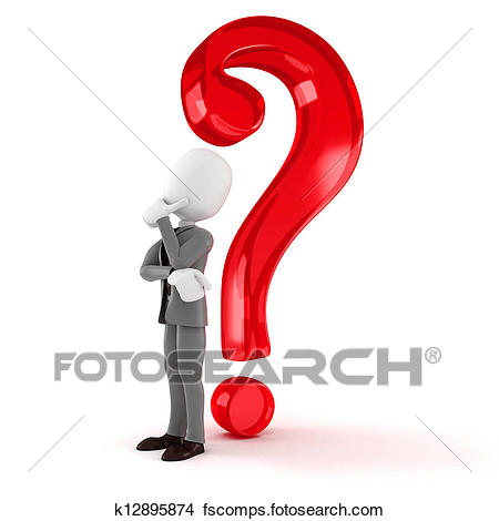 450x470 Drawings Of 3d Man Businessman And A Big Question Mark, On White