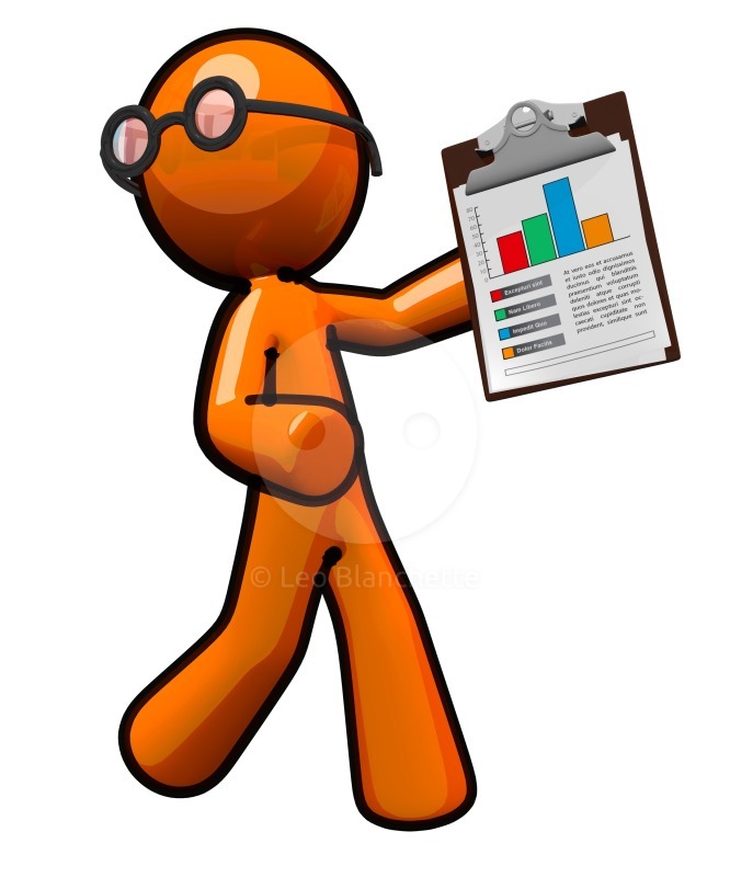 666x800 Of 3d Orange Man With Clipboard And Graph Clip Art Illustration