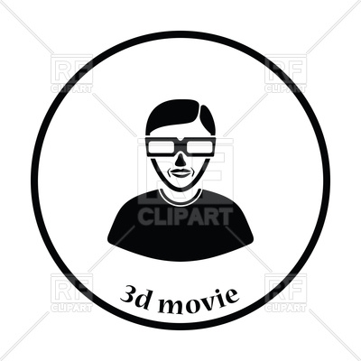 400x400 Thin Circle Design Of Man With 3d Glasses Icon Royalty Free Vector