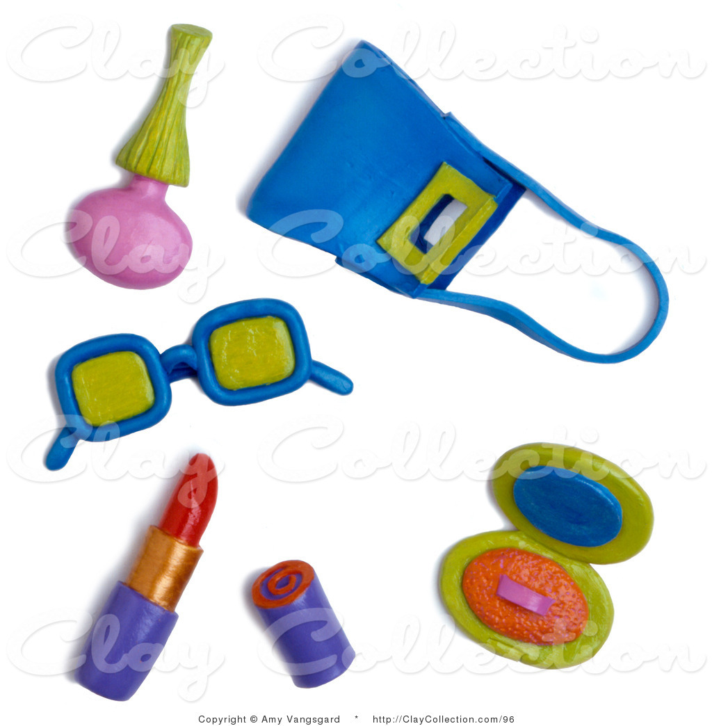 1024x1044 Clay Illustration Of A 3d Purse With Beauty Accessories