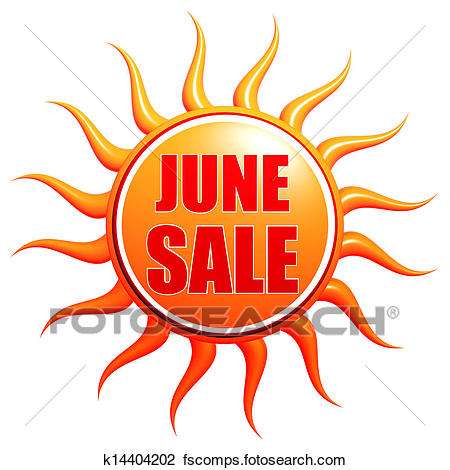 450x470 Clip Art Of June Sale In 3d Sun Label K14404202