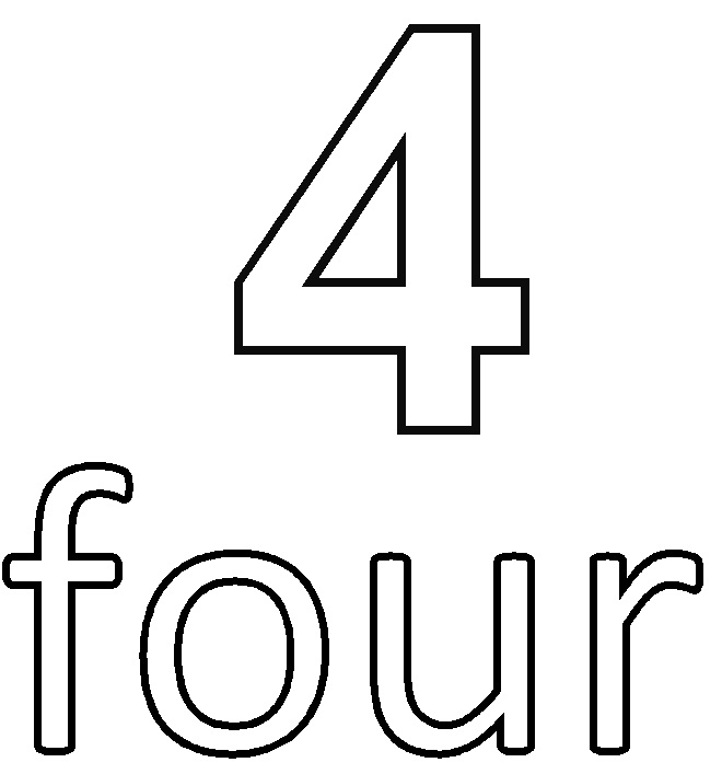 660x707 Number 4 Coloring Page