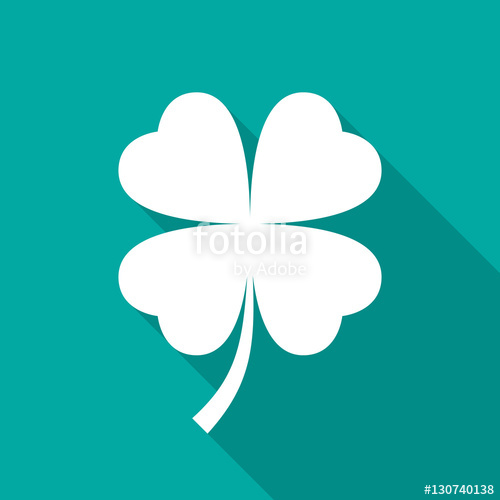 500x500 Four Leaf Clover Icon With Long Shadow. Flat Design Style. Clover