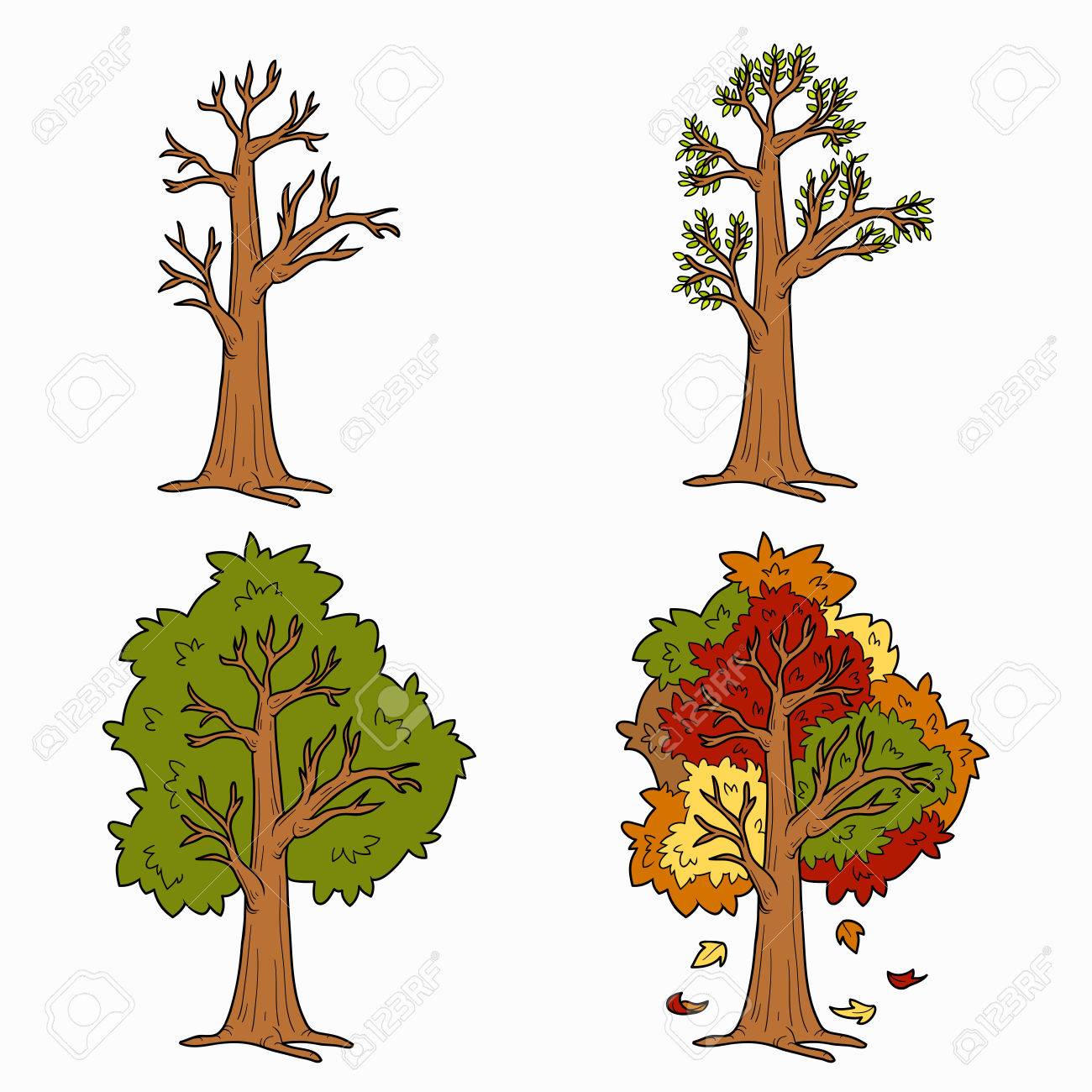 1300x1300 Four Seasons, Vector Set Of Trees Royalty Free Cliparts, Vectors