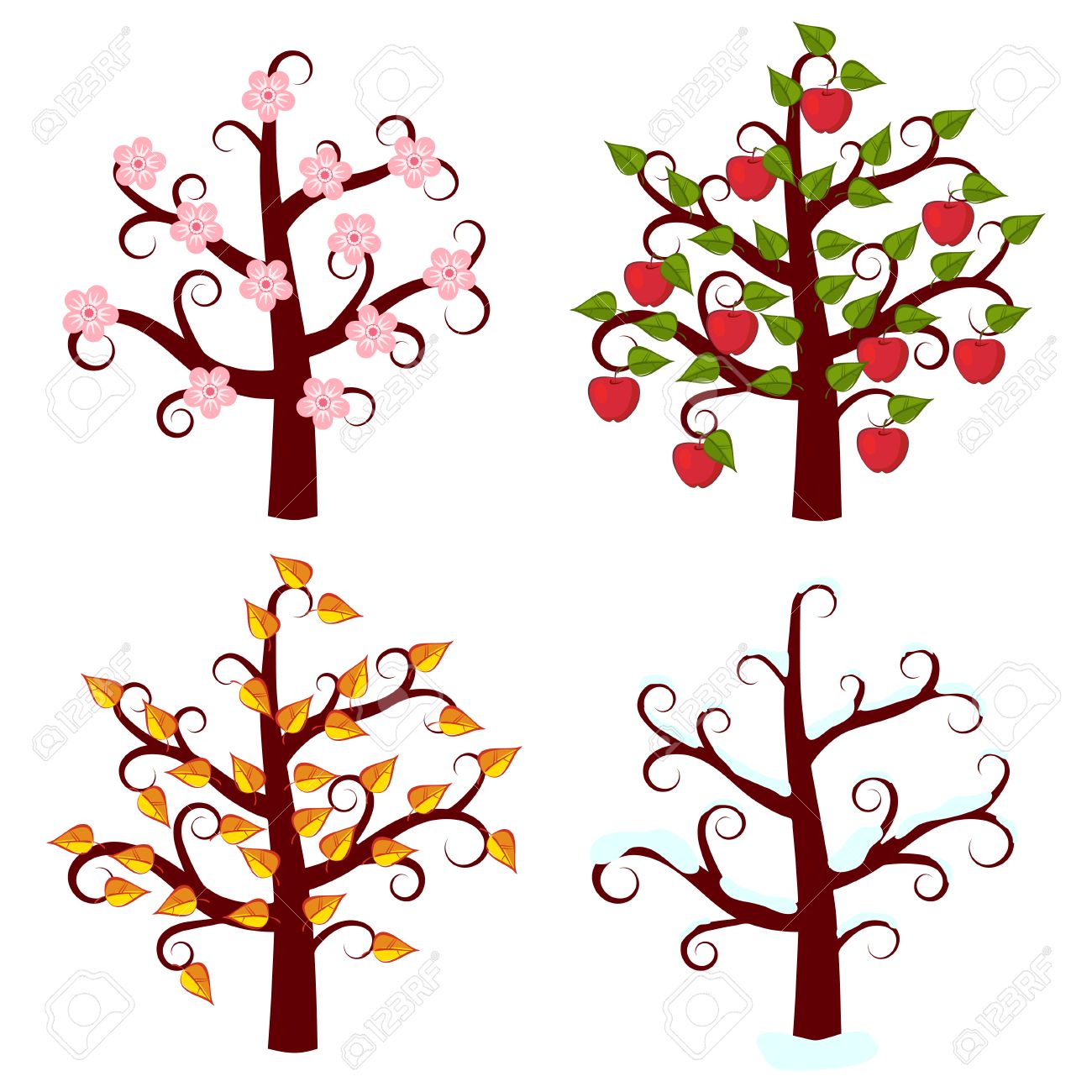 1300x1300 Four Seasons Trees Art Royalty Free Cliparts, Vectors, And Stock