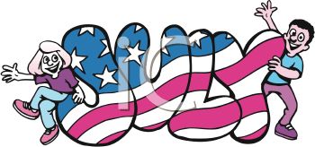 350x164 Month Of July Word Art With Stars And Stripes