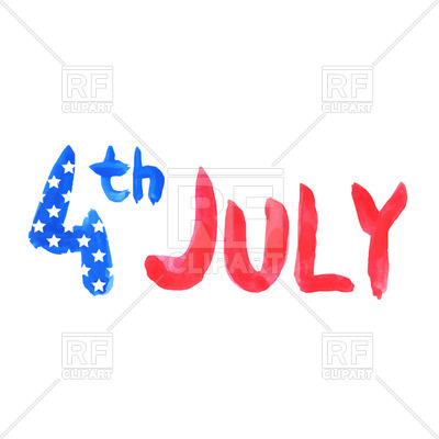 400x400 Watercolor Text 4th July In Colours Of Usa Flag Royalty Free