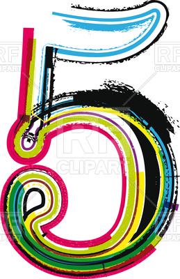259x400 Colorful Number 5, Five Royalty Free Vector Clip Art Image