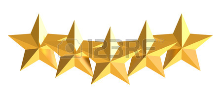 450x197 5 Stars Concept, 3d Rendering Isolated On White Background Stock