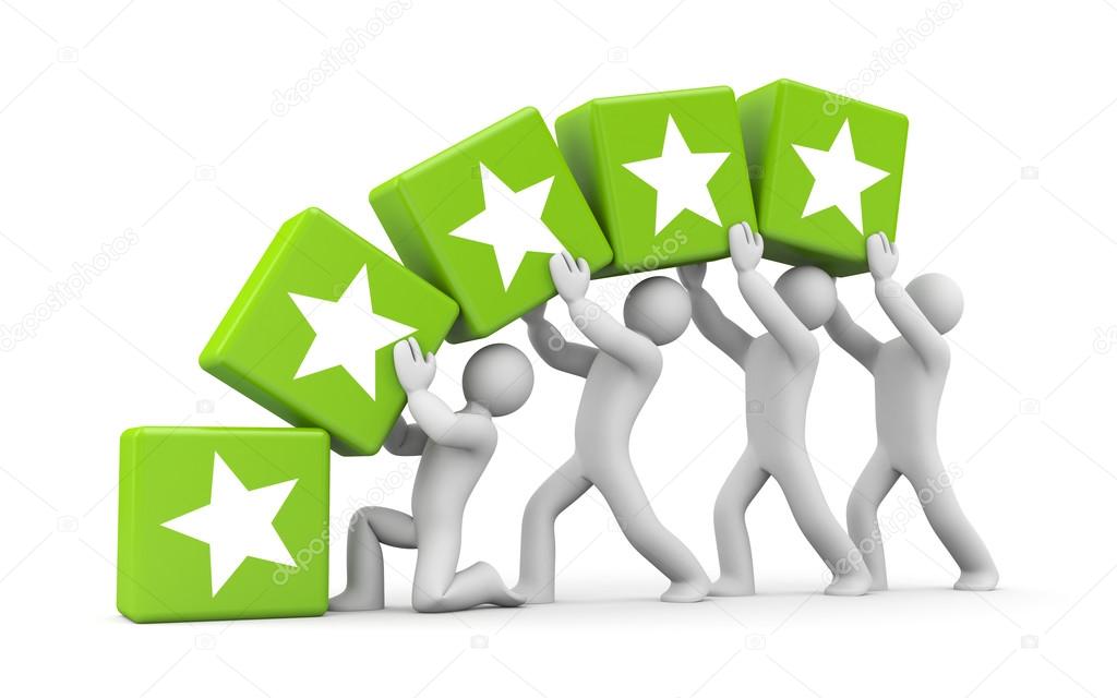 1024x640 5 Gold Stars. Teamwork Metaphor Stock Photo
