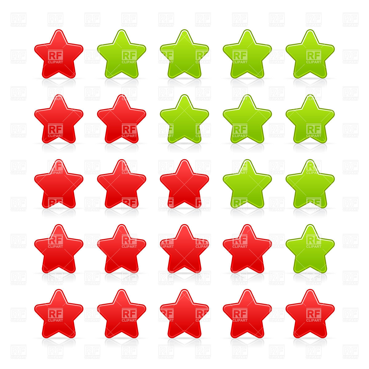 1200x1200 Rating Bar With Red And Green Stars Royalty Free Vector Clip Art
