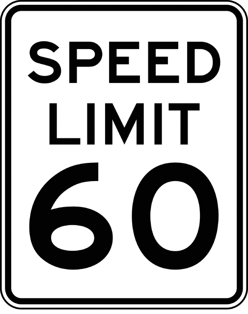 505x640 Speed Limit 60, Black And White Clipart Etc