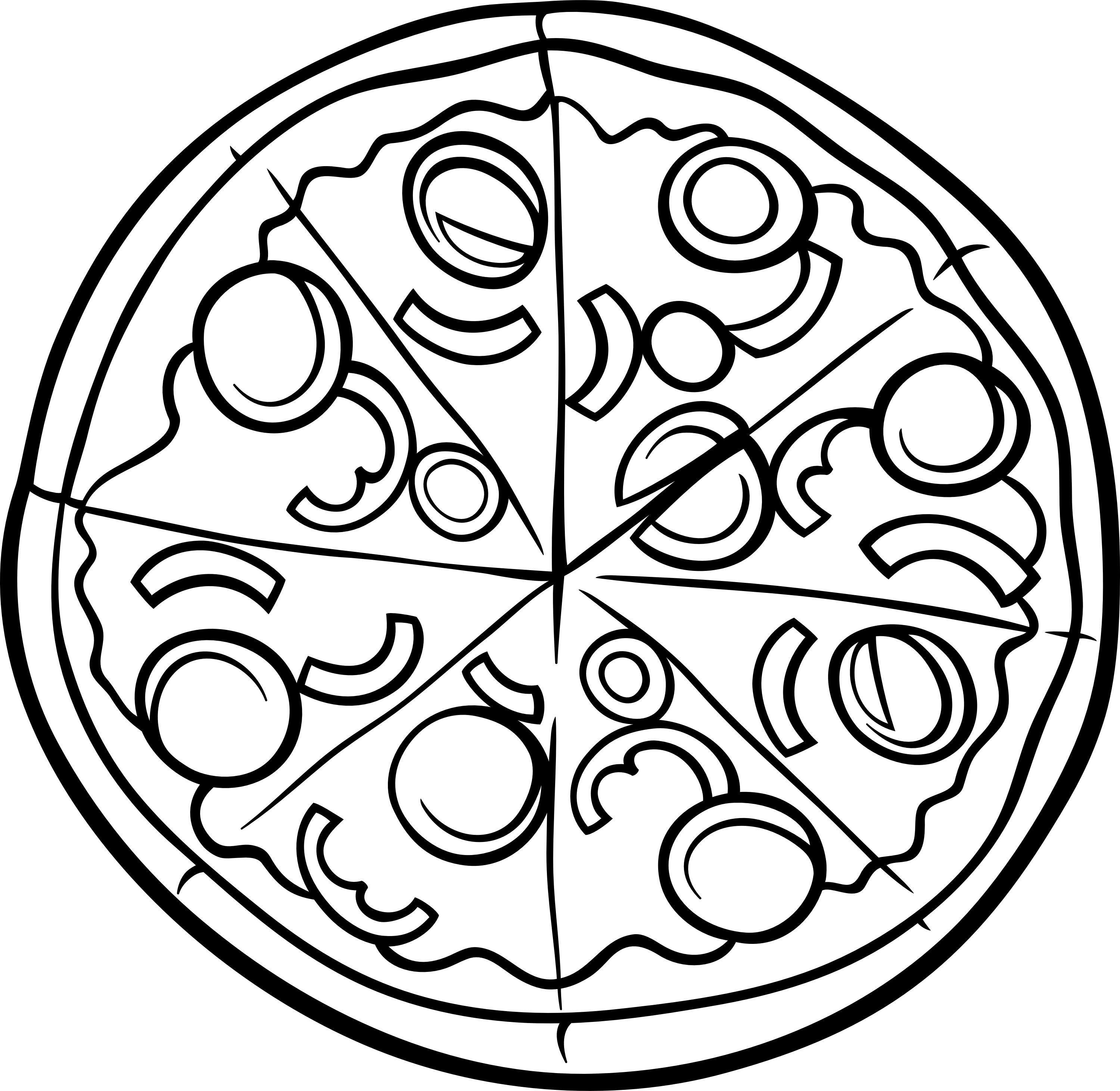 3000x2922 Pizza Coloring Page Printable Coloring Food Art