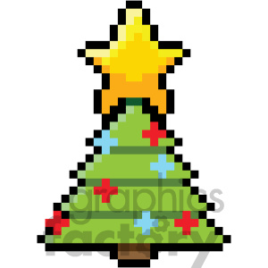 300x300 8 Bit Christmas Tree Vector Art