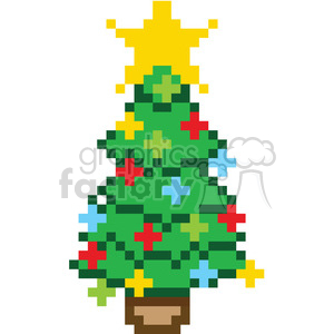 300x300 Royalty Free 8 Bit Christmas Tree 400377 Vector Clip Art Image