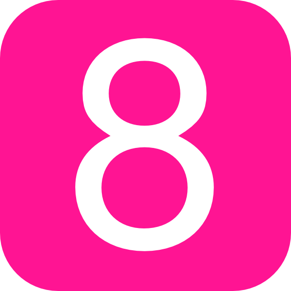 600x600 Red, Rounded, Square With Number 8 Clip Art