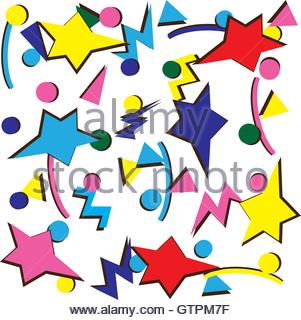 301x320 Vector Illustration Of 80s Or 90s Seamless Background Stock Vector