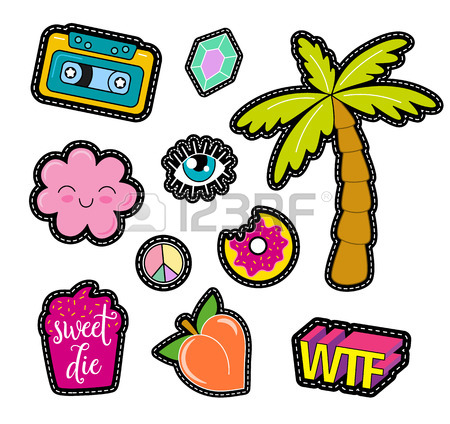 450x424 80s Fashion Vector Pop Art Patches, Pins, Badges And Stickers