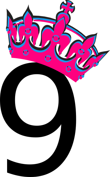 372x598 Pink Tilted Tiara And Number 9 Clip Art