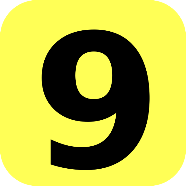 600x600 Yellow Rounded Number 9 Clip Art