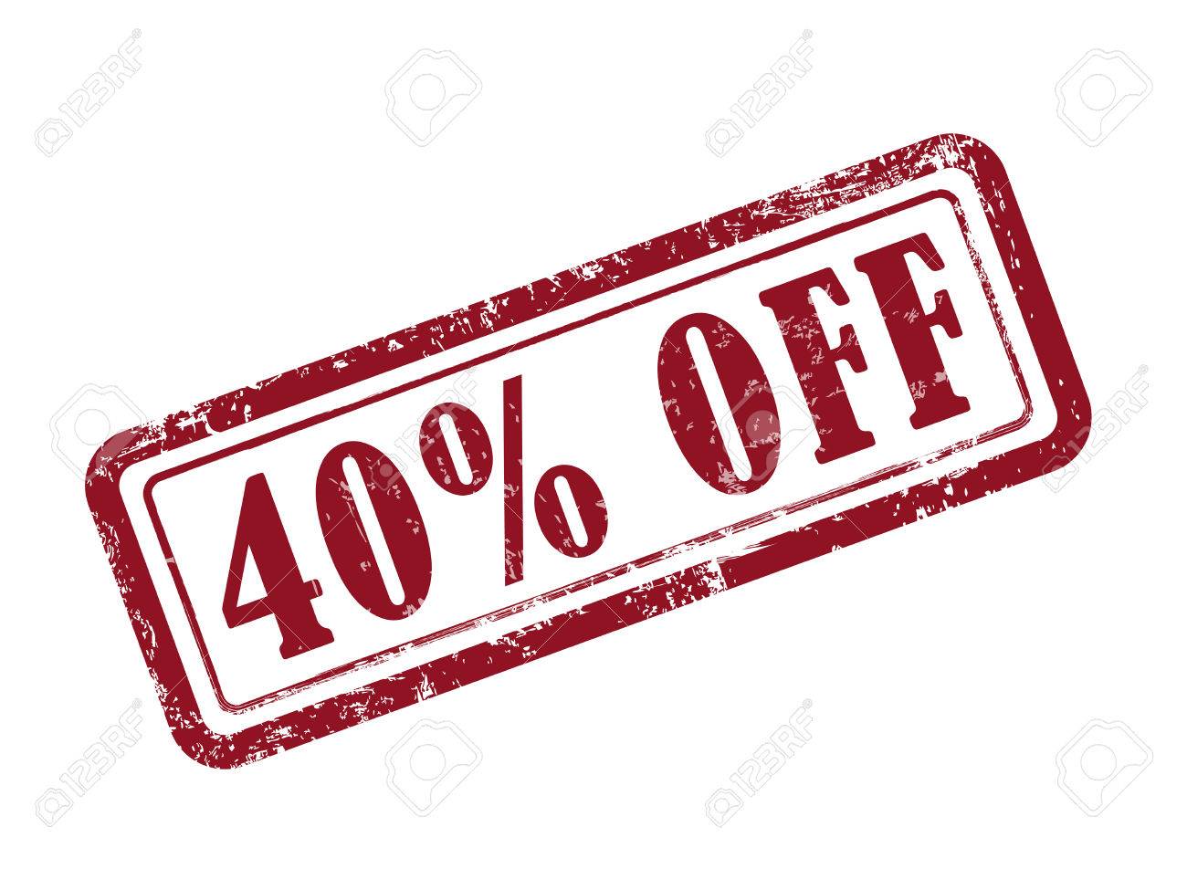 1300x975 Stamp 40 Percent Off In Red Over White Background Royalty Free