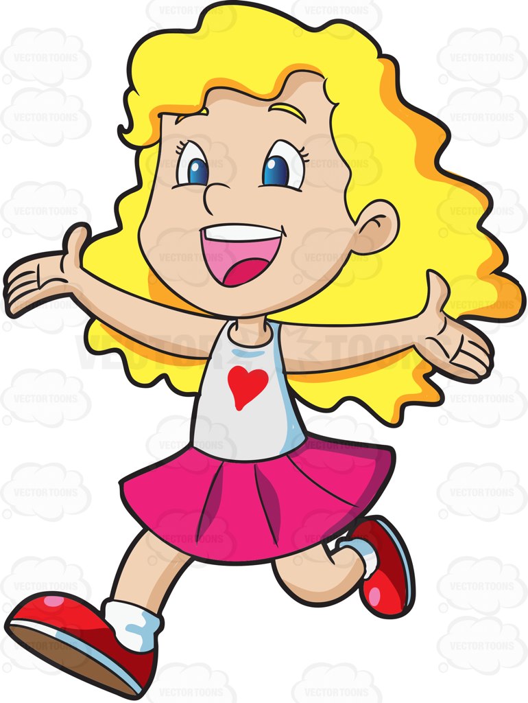 770x1024 A Girl Runs To Greet Someone In Delight Cartoon Clipart