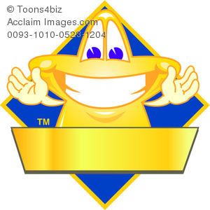 300x300 Clipart Cartoon Star On A Blue Background With A Golden Name Plate