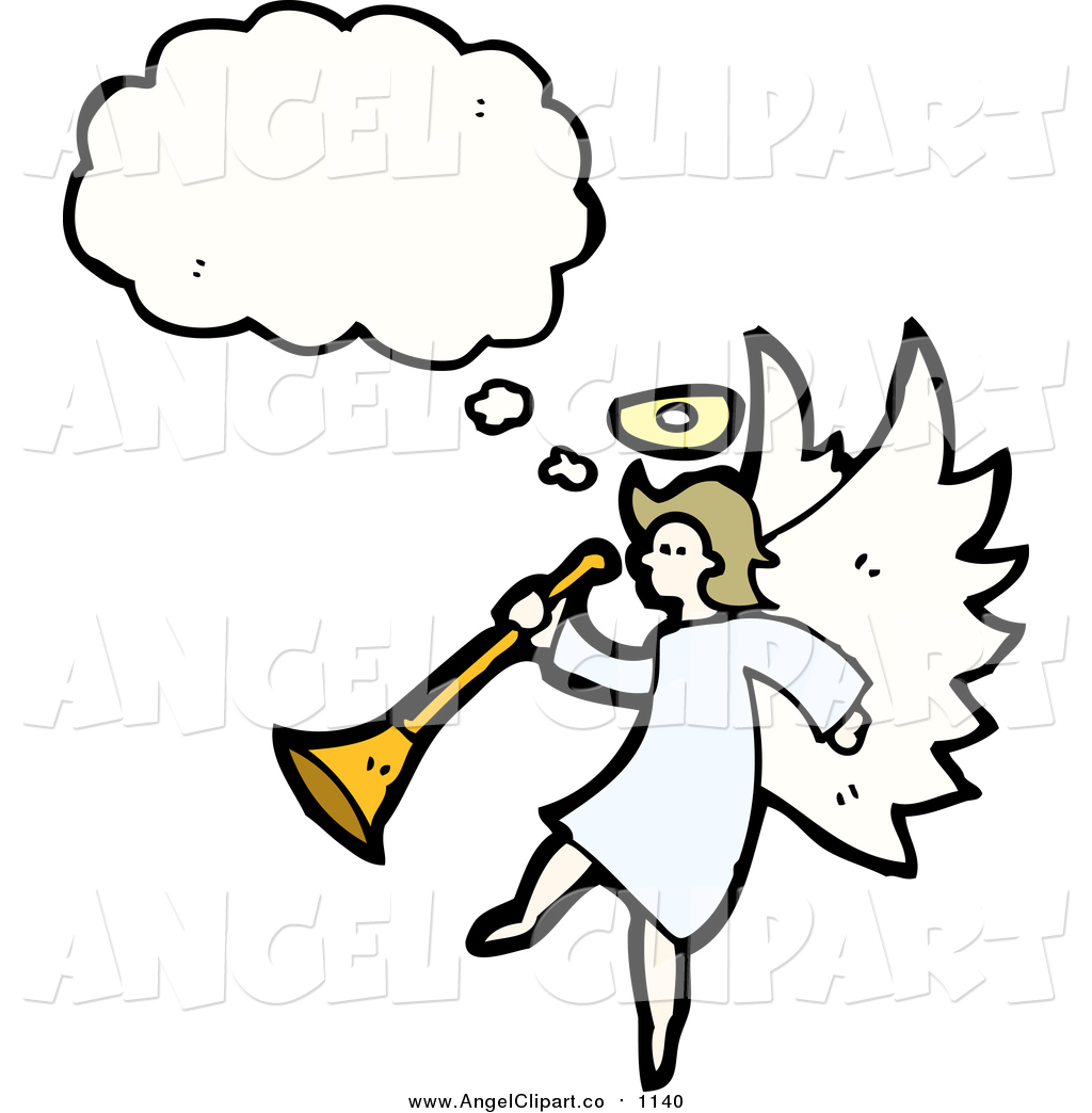 1024x1044 Clip Art Of A Angel Flying With A Horn By Lineartestpilot