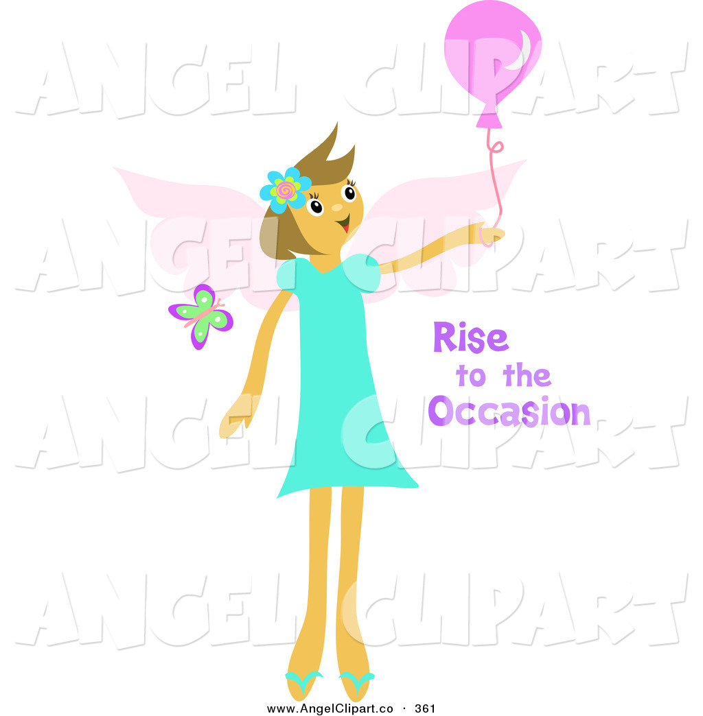1024x1044 Clip Art Of A Happy Angel Girl Holding A Balloon With Rise To