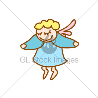 325x325 Illustration Of Little Cartoon Flying Angel With Arrow Gl Stock
