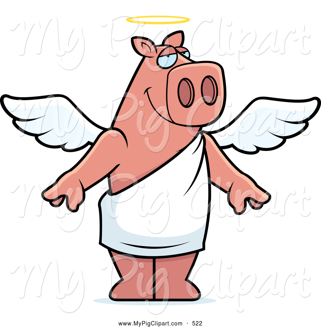 1024x1044 Swine Clipart Of A Chubby Standing Cartoon Angel Pig By Cory