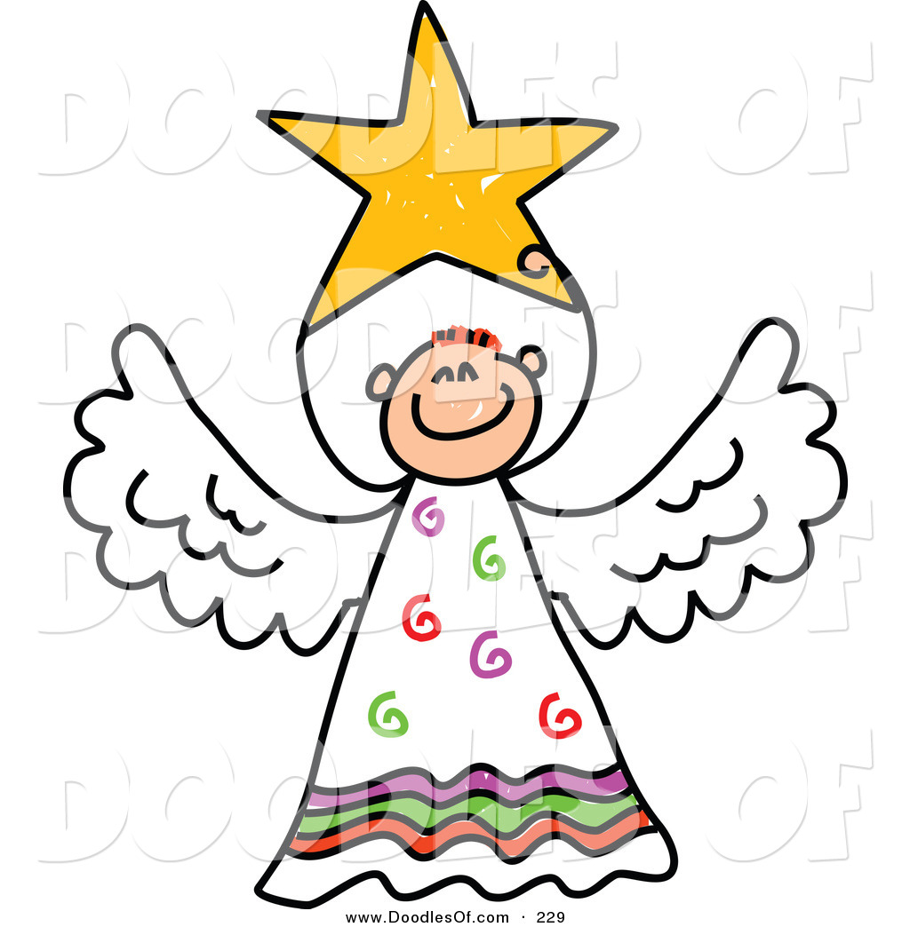 1024x1044 Vector Clipart Of A Childs Sketch Of A Peaceful Angel With A Star