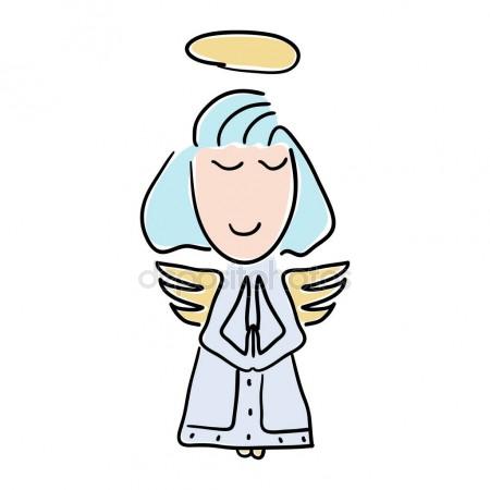 450x450 Vector Illustration Of A Cartoon Style Little Angel With A Halo