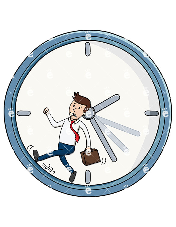 585x755 A Tense Businessman Running Inside Of A Giant Clock